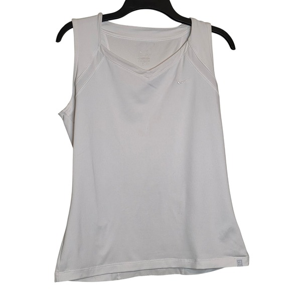 Nike Dri-FIT White Sleeveless Athletic Tennis Golf Gym Top - Women's Size L - Picture 1 of 6